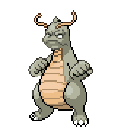 Pixel art of lucario and dragonite fusion