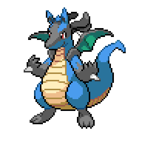 Pixel art of lucario and dragonite fusion