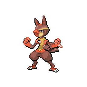 Pixel art of lucario and dragonite fusion