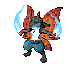 Pixel art of lucario and dragonite fusion