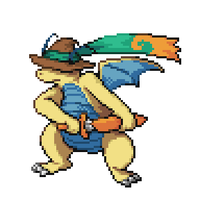 Pixel art of lucario and dragonite fusion